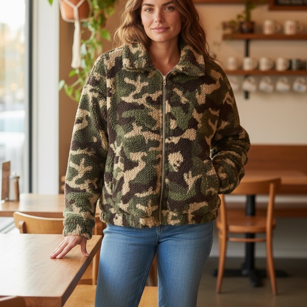 Easel Camouflage Sherpa Jacket